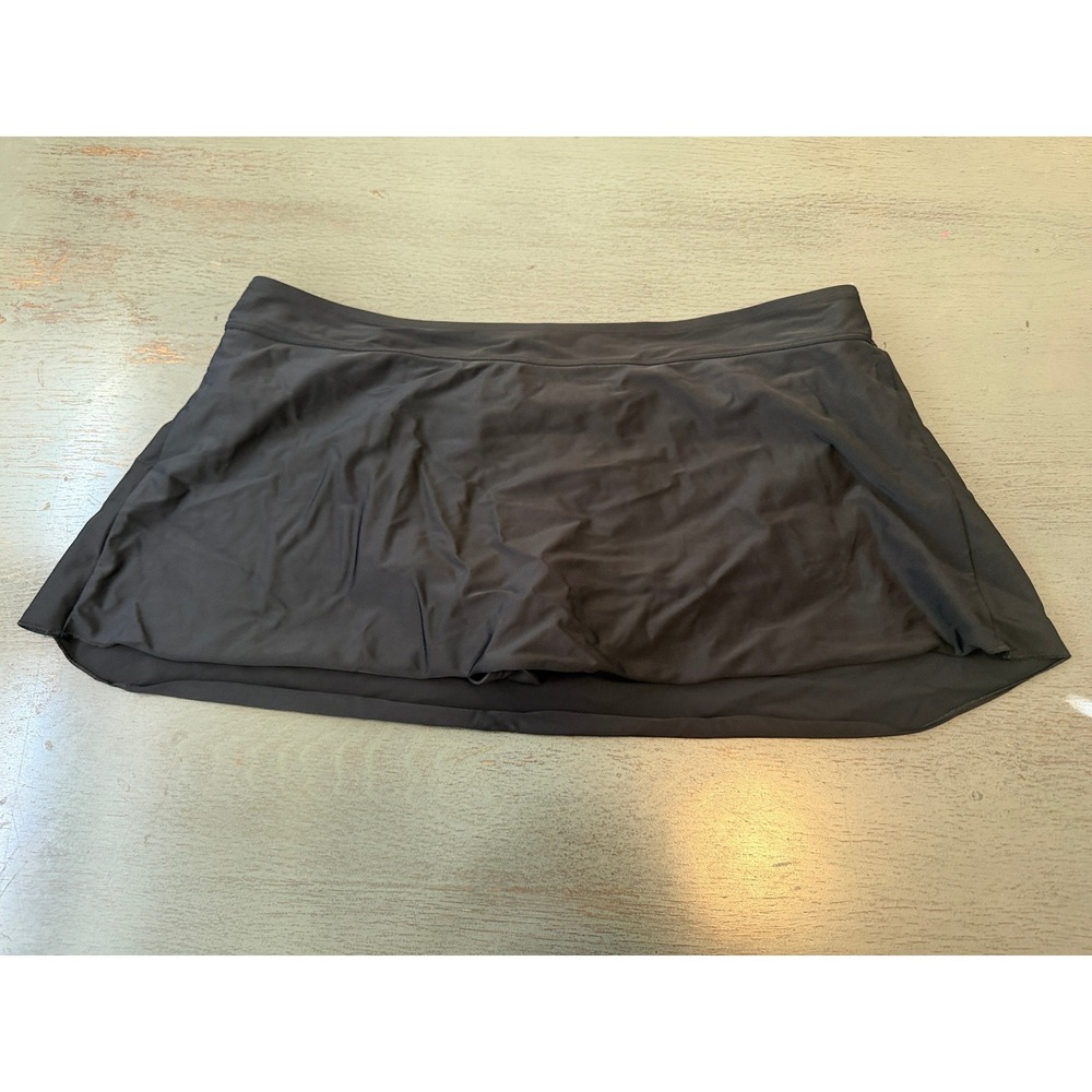 Kona Sol Womens XL Black Swim Skirt Built-in Brief Bikini Bottom Skort